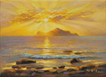 Sunrise on Turtle Mountain oil painting painted by Lai Ying-Tse 龜山島朝陽_賴英澤 繪